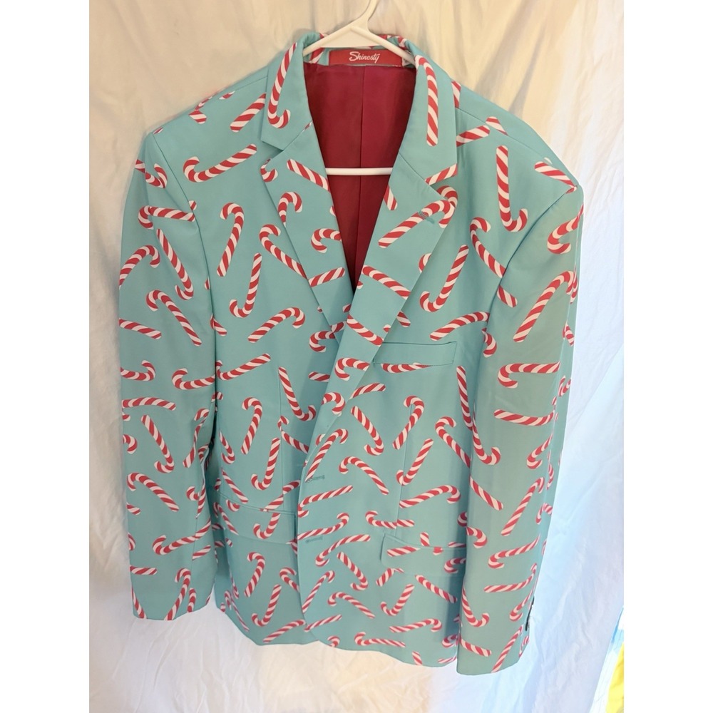 Shinesty Candy Cane Blazer Sportcoat Jacket Holiday Christmas Size 48 Mens